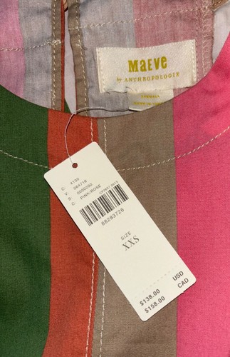 $138 NWT MAEVE Anthropologie Pink Sorbet Stripe Emme Swing Mini Dress XXS XS 2 4 - Picture 14 of 21