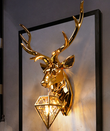 Nordic Winter Deer Antler Wall Lamp LED E27 Resin Lighting Diamond Sconce Decor - Picture 3 of 18