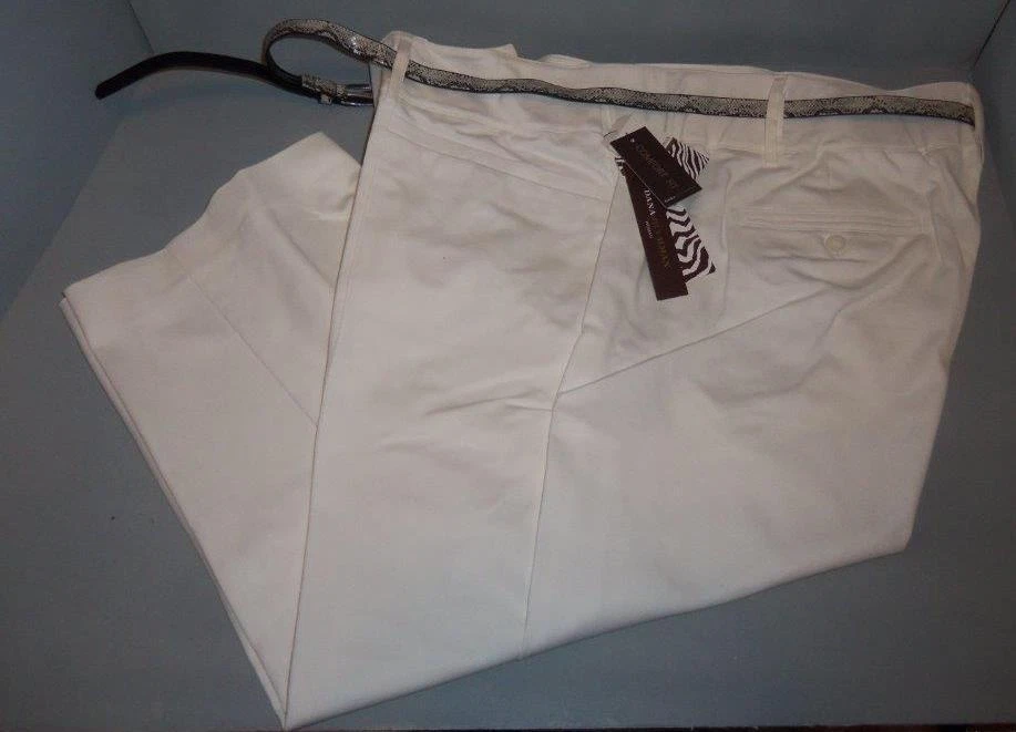 Dana Buchman Women's Stretch Capri Pants White SIZES! NWT Classic Belt