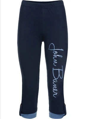 NICHT ANGEGEBEN Capri-Leggings in Doppeloptik Gr. 32/34/36/38/40/42/44/46/48/50 Blau Bermuda Neu