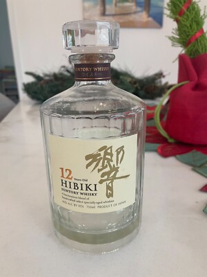 Suntory Hibiki 12 Year Aged Japanese Blended Whiskey Decanter Empty Bottle 750ml