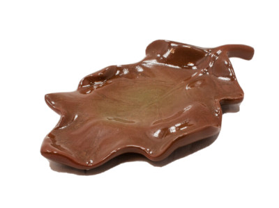 Small Brown Leaf Shape Candy Nut Relish Dish Collector Holiday Decor