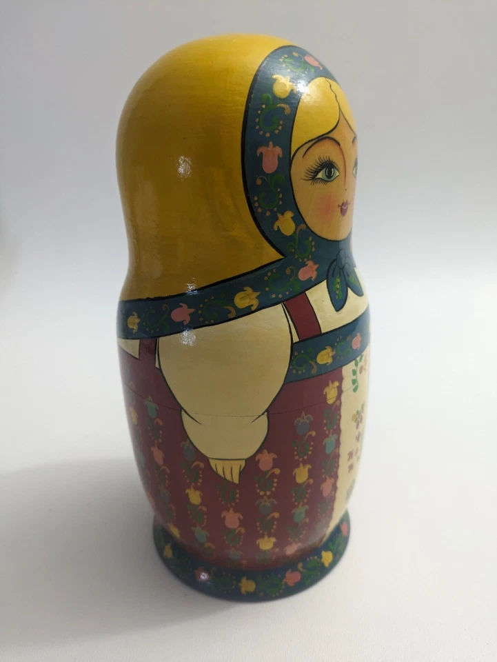 Caja de muñecas de madera rusa Madame Alexander Matryoshka 10" G. Debrekht pintada a mano Foto 4 de 4