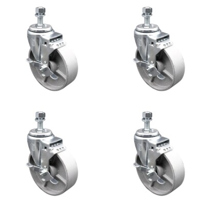 Semi Steel Swvl TS Caster w/RB w/5'' Wheel&12mm Stem-4 Swvl w/Top Lck BRK