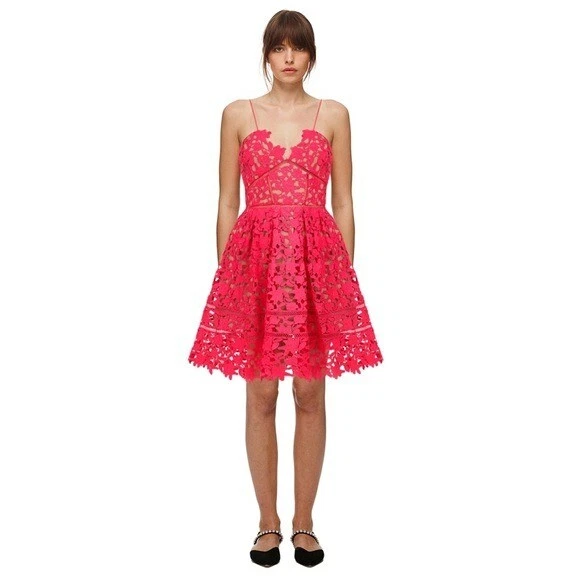 Self Portrait Mini Azaelea Dress Hot Pink US2