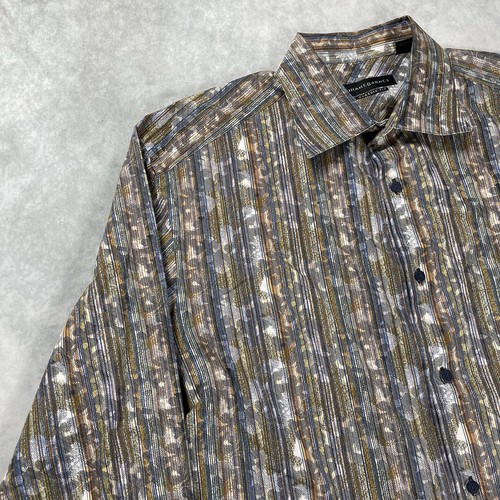 Jhane Barnes Camicia Uomo XL Multicolore Tessuto Bottoni Manica Lunga Casual - Foto 4 di 12