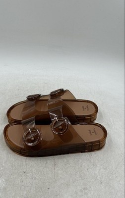 Shade & Shore Womens Gemma Brown Open Toe Slip-On Slide Sandals Size 9
