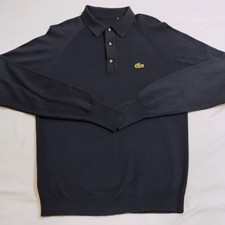 Polo vintage Lacoste maglione uomo blu medio morbido colletto preppy acrilico 