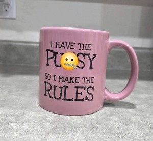 Naughty Coffee Mug Large Pink Girl Power Women Sexy Gag Gift Wedding NWoT Comedy