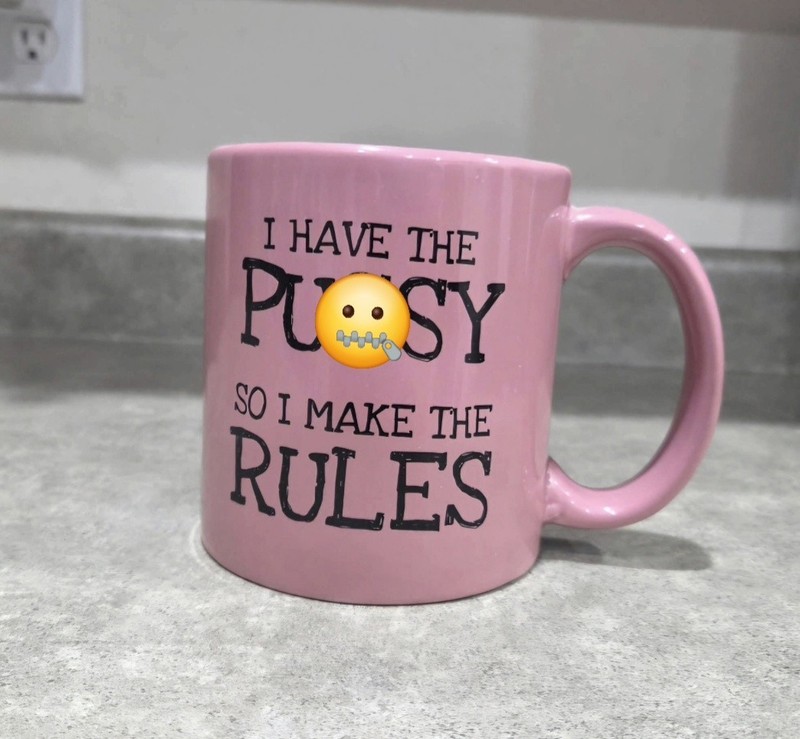 Naughty Coffee Mug Large Pink Girl Power Women Sexy Gag Gift Wedding NWoT Comedy