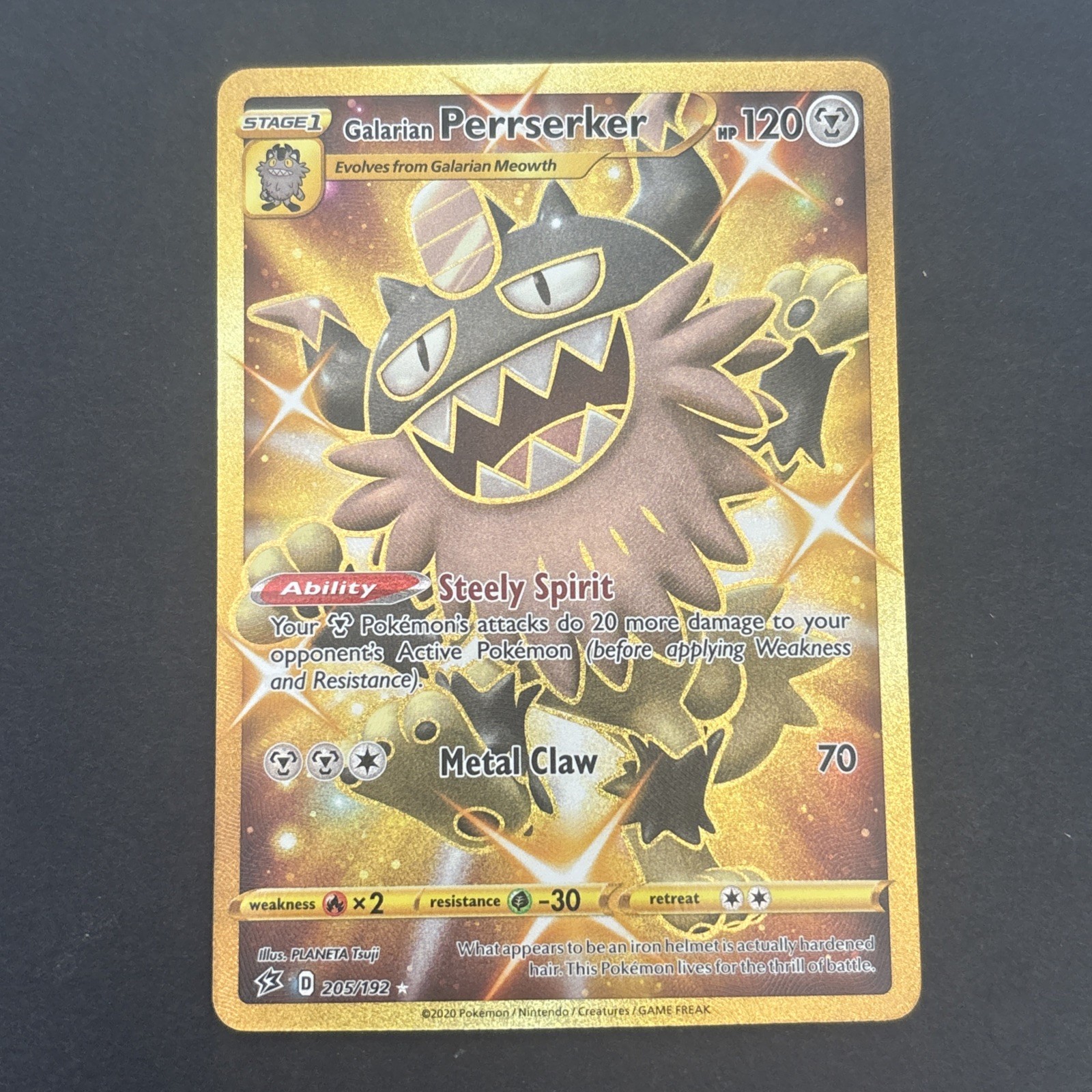 Galarian Perrserker (Secret) 205/192 Swsh02: Rebel Clash Holo Pokemon TCG 2020