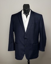 Brooks Brothers 1818 46L SaXxon Wool Navy With Blue Stripes Blazer Jacket