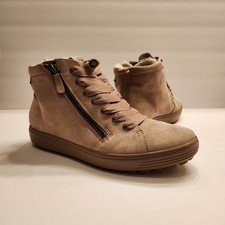 ECCO High Top Sneaker Womens 8-8.5 Morel Brow...