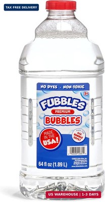 Little Kids Bubbles by Fubbles | Made in The USA | 64oz Non Toxic Bubble Solutio