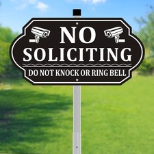 No Soliciting Sign for 14 x 7 inches no soliciting sign house, Black