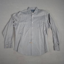 Polo Ralph Lauren Regent Custom Fit Gray Herringbone Dress Shirt Men Sz 17