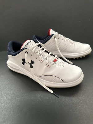 Mens Under Armour Charged Medal Spikeless Golf Shoes White  Sz 8.5 3023731-102