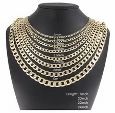 14k Gold Filled Cuban Chain Curb Link Necklace 3-8mm 18-24” Men Women