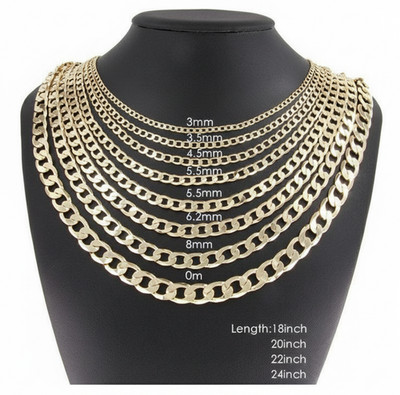 14k Gold Filled Cuban Chain Curb Link Necklace 3-8mm 18-24  Men Women