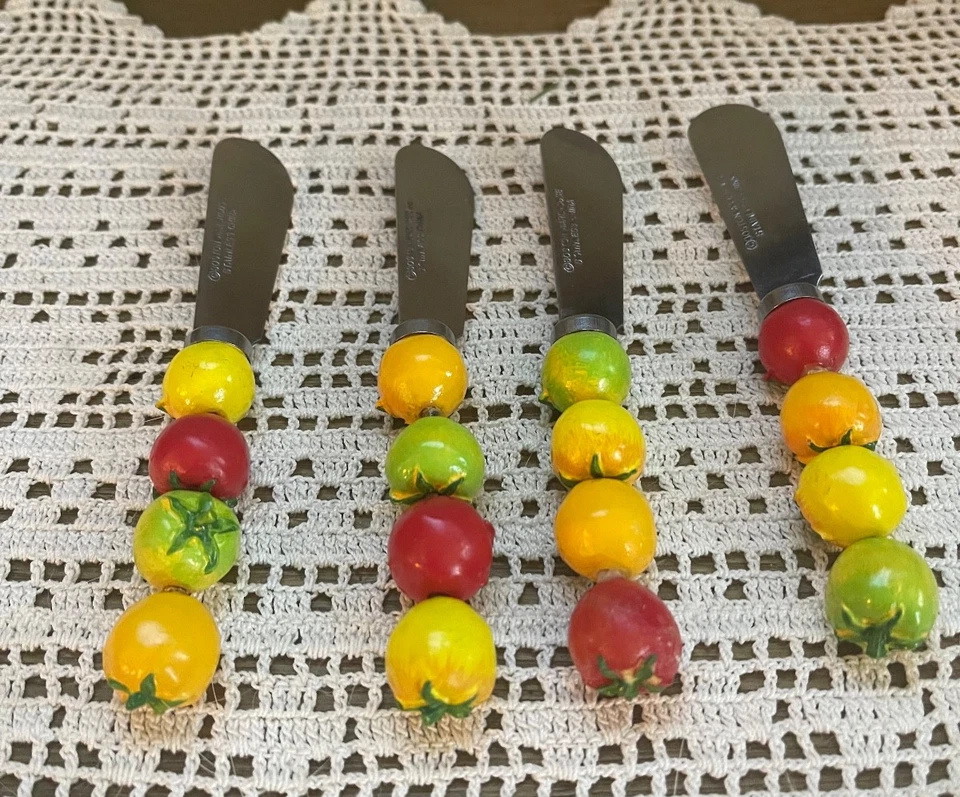 Juego de 9 cuchillos esparcidores de queso mantequilla mango de fruta de acero inoxidable Boston Warehouse Foto 4 de 4