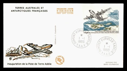 DR WHO 1993 FRENCH ANTARCTIC FSAT FDC TERRE ADELIE AIRPORT CACHET 30.00 M70621
