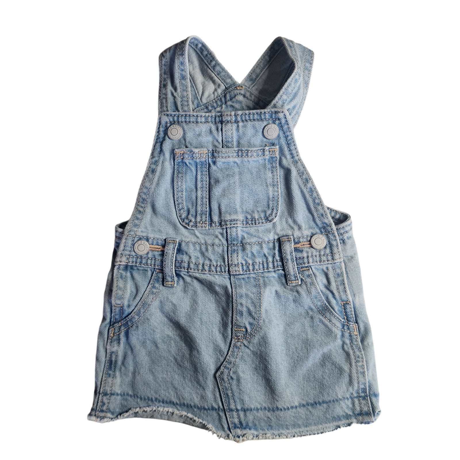 Old Navy Baby Denim Overall Dress 6-12M Light Wash Jean Pinafore Jumper Skirt