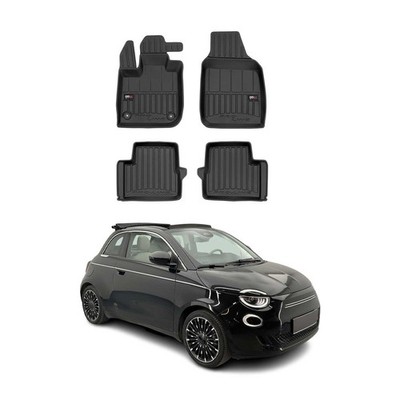 For Fiat 500E 2024-2025 OMAC Premium 1st & 2nd Row Black Floor Mat Set