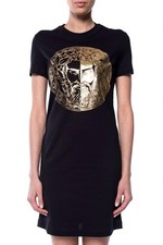 Versace Couture Women Gold Logo T-Shirt Dress Size XS