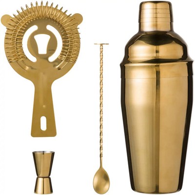 Cocktailshaker Bar-Mixier in Gold Set mit Shaker Bar-Sieb Löffel Messbecher 226