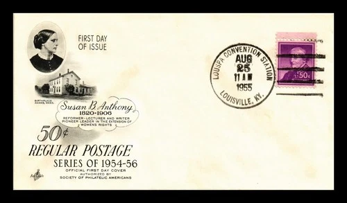 DR JIM STAMPS US COVER SUSAN B ANTHONY 50C FDC LOUSPA CONVENTION HAND CANCEL
