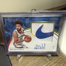2024-25 Panini Immaculate Ajay Mitchell Rookie Patch Auto Brand Logo /5 Thunder