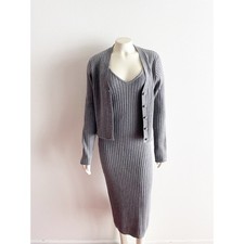 7 For All Mankind gray ribbed dress and cardigan set Minimal Medium