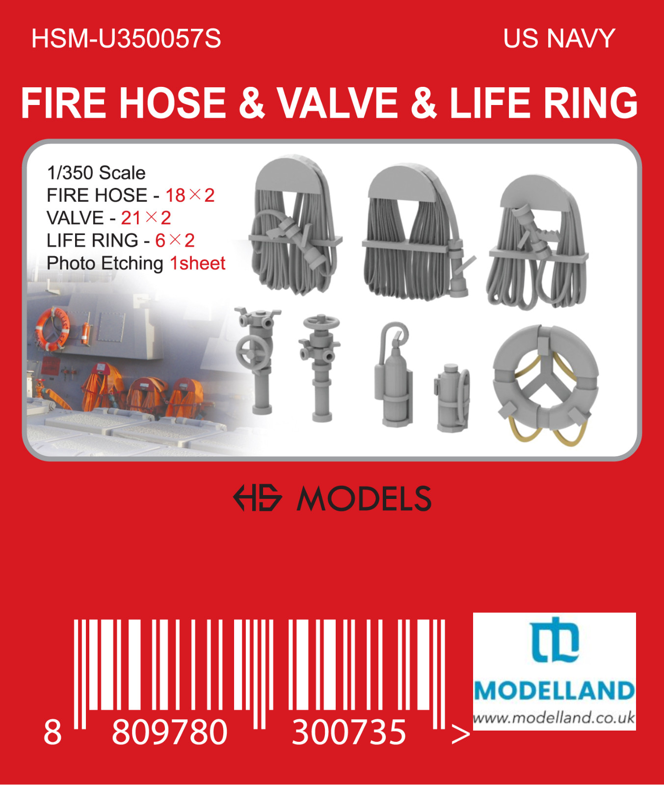 HS Model HSM-U350057S Fire Hose, Valve & Life Ring Set 1/350