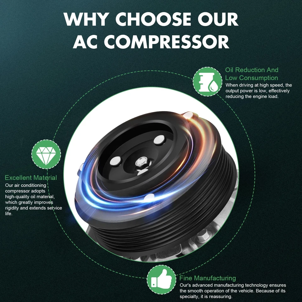Compresor de aire acondicionado compatible con Infiniti G37 2008-2013 2014-2017 QX50 2009-2019 Nissan 370Z Foto 4 de 4