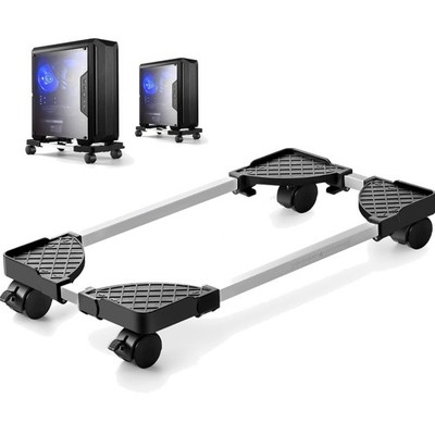 PC Ständer CPU Regal mit 4 Rollern verstellbar Schwarz Computertower Halter