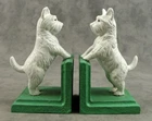 PAIR OF WHITE WEST HIGHLAND TERRIER Cast Iron HEAVY BOOKENDS Book Ends