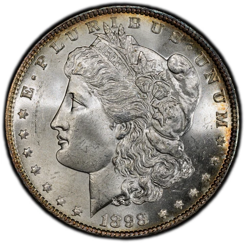1898-P PCGS MS64 Morgan Silver Dollar w/ Pretty Rainbow Edges & Nice PQ Surfaces