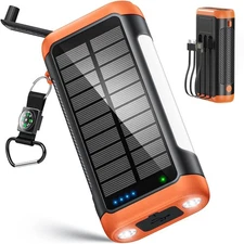 DJKK Solar Power Bank Portable Charger:66800mAh Built in Hand Crank and 3 Cab...