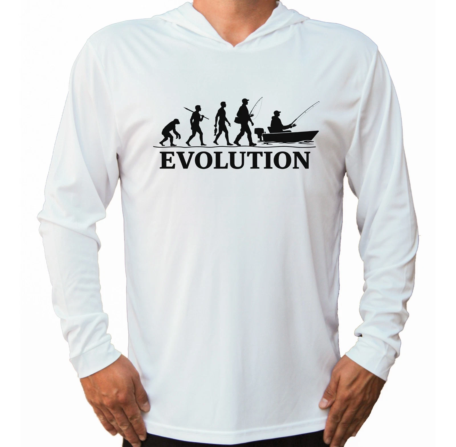 Evolution Fisherman Fishing Sun UV Protected UPF 50 Long Sleeve T-Shirt Hood