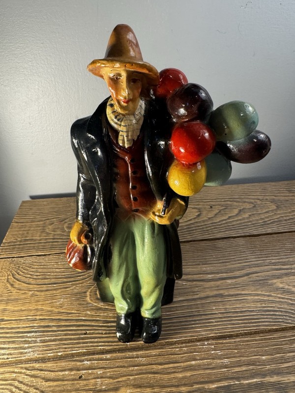Vintage Ceramic Balloon Man Figurine with Colorful Balloons Japan RARE