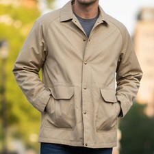 Woolrich Men's Medium Vintage Jacket Tan Field Coat Made in USA Wool Lined 70s