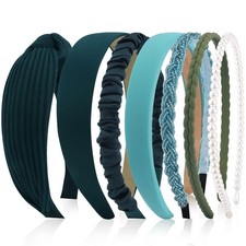 7Pack Green NonSlip Hairbands for Women Cute Christmas Assorted Styles