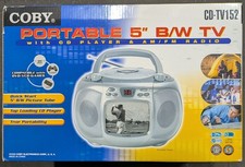 Coby CD-TV152 5" Portable B W TV w/ CD Player  AM/FM Radio   NEW IN BOX