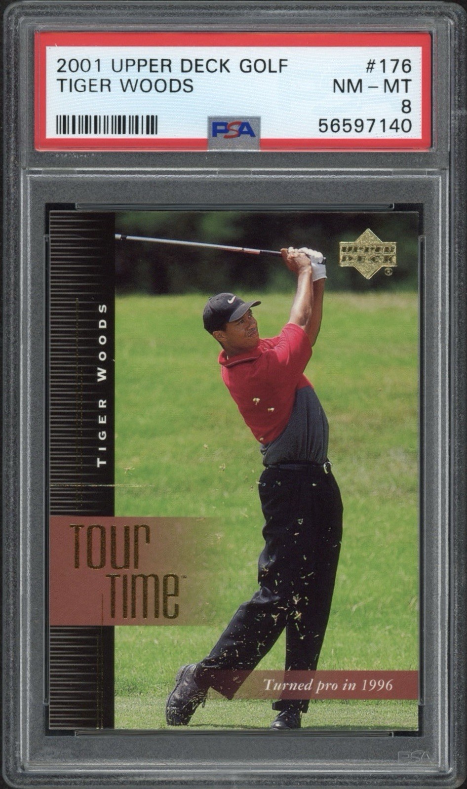 2001 Upper Deck Golf Tiger Woods Rookie RC #176 PSA 8 NM-MT