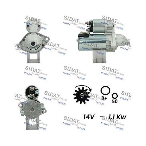 Démarreur Sidat S12VA0033 puissance 12V pour Lancia et Opel