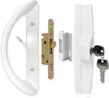 Patio Sliding Door Handle Set with Mortise Lock, Key Cylinder and Keeper, Replac