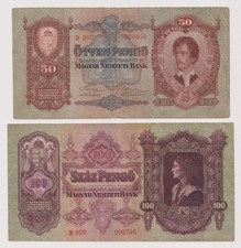 Hungary 2 banknotes 100-50 pengo, year 1930-1932