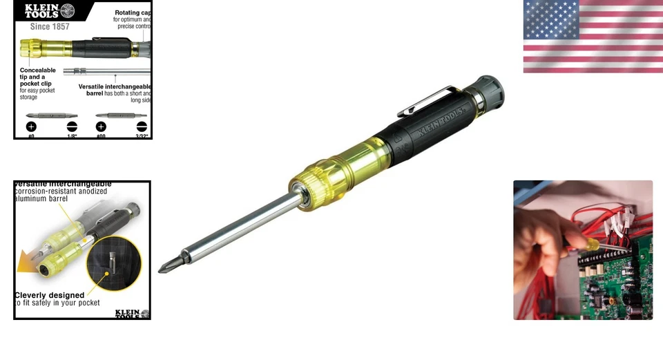 Klein Tools 32614 Precision Multi-Bit Screwdriver with Anodized Aluminum Barrel - Image 2 of 4