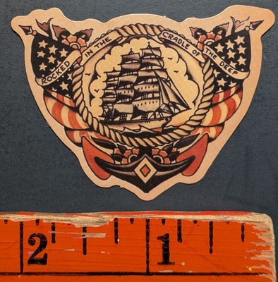 Pirate Ship Sailing Nautical US Flag Skateboard Sticker