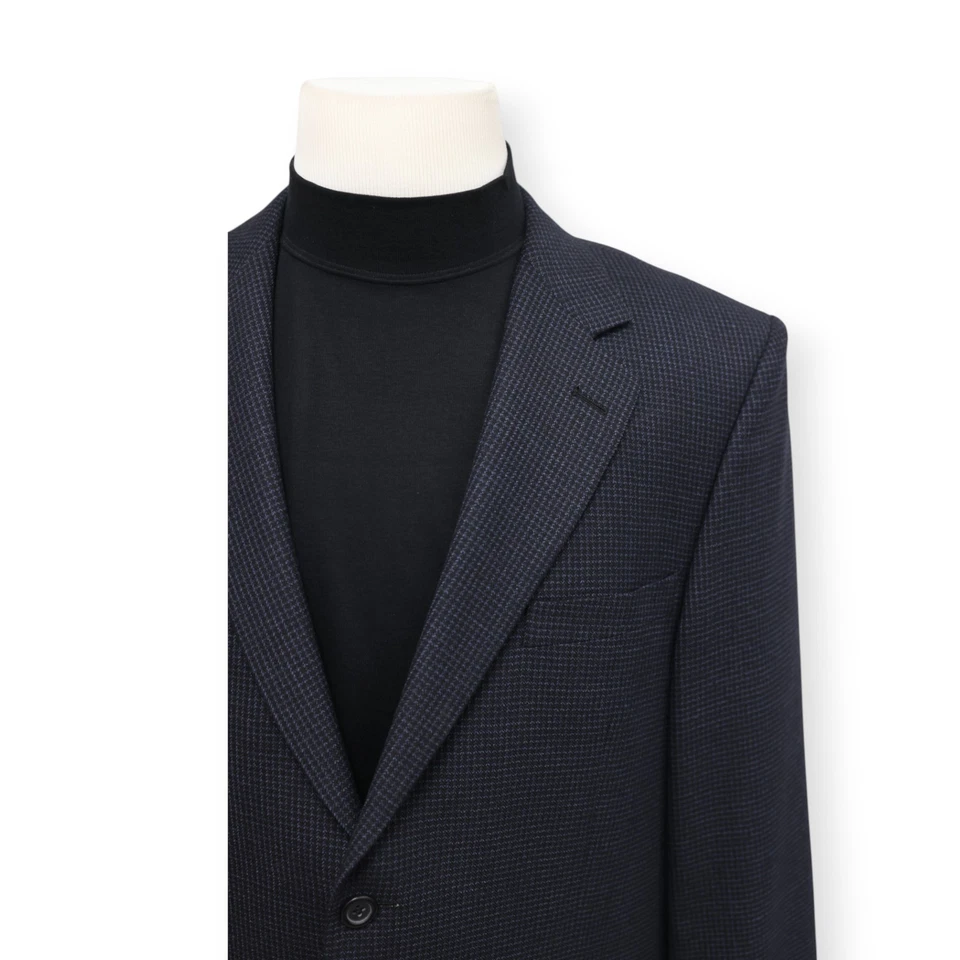 JOSEPH & FEISS Hombre Azul Negro Estampado LANA Abrigo Deportivo Traje Chaqueta Blazer 44 R Foto 3 de 4